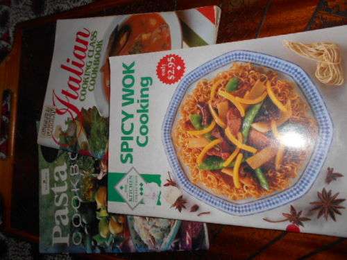 3 BOOKS WOOLWORTHS PASTA COOKBOOK STEP BY STEP, ITALIAN COOKING CLASS & SPICY WOK