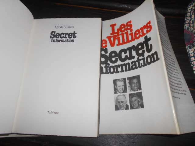 LES DE VILLIERS - SECRET INFORMATION 1st ed 1980 hardb & dusc