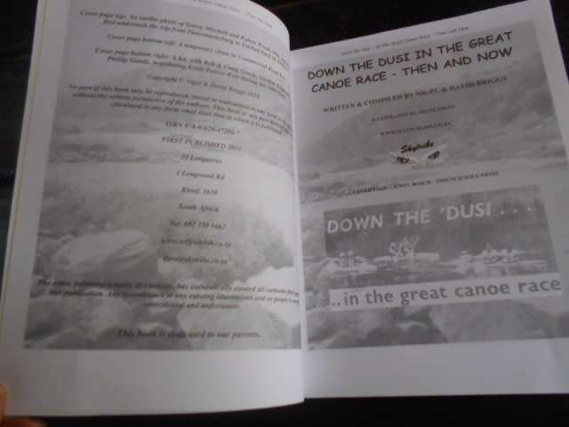 DOWN THE DUSI - CANOE RACE by Nigel & David Briggs  (illus maps etc. 2011