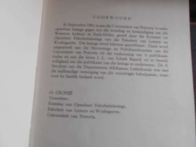 G Cronje - Die Westerse Kultuur - in Suid-Afrika 1963 van schaik univ van Pre.