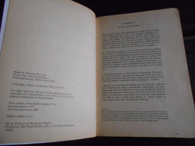 SOUTH AFRICA IN THE MODERN WORLD (1910-1970) Edited by JJ Breitenbach 1980 Shuter & Shooter
