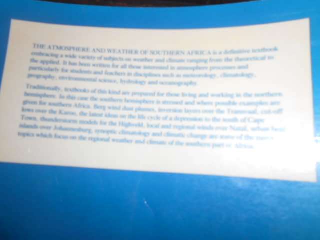 The Atmosphere and Weather of Southern Africa  By: Preston-Whyte, R.A & Tyson, P.D.
