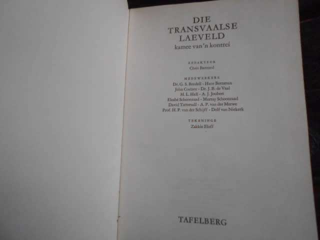 TRANSVAALSE LAEVELD - KAMEE VAN KONTREI - 45 plekname ens  C BARNARD 1975 1ste ed