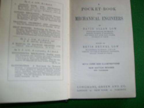 MECHANICAL ENGINEERS 1945 POCKET-BOOK(Packed with information & tables for engineers)  DAVID A. LOW
