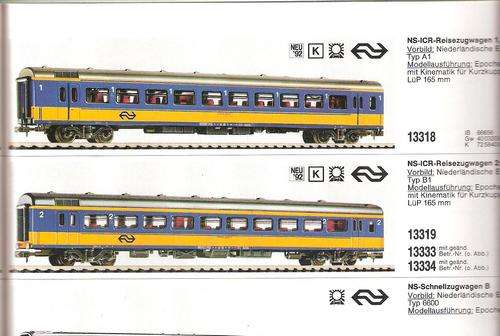 MINITRIX N GAUGE SET OF 1 X 13318 AND 2 X 13319 NS-ICR REISEZUGWAGENS