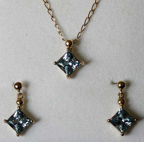 9CT. GOLD PENDAND, CHAIN AND EARING FULL SET.
