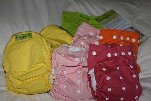6 Fancypants Re-usable Adjustable Cloth Nappies - Size birth - pottie training