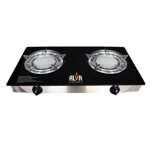 ALVA 2 BURNER INFRARED GLASS TOP GAS STOVE - FREE HOSE & REGULATOR INCLUDED