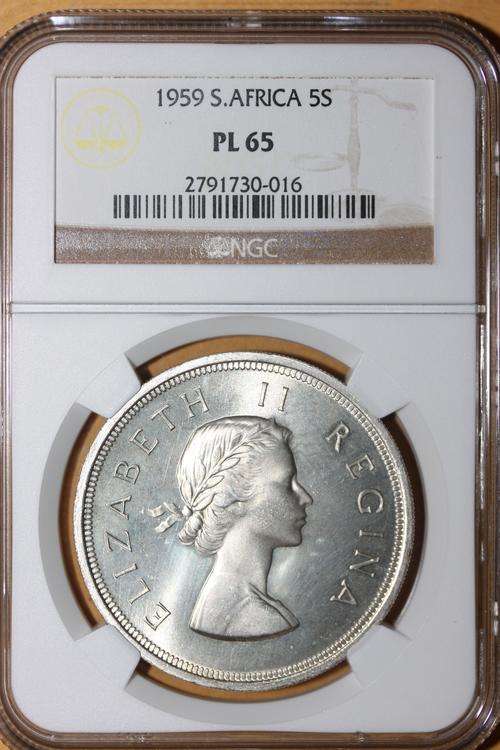 1959 NGC PL65 5 Shillings (Crown).