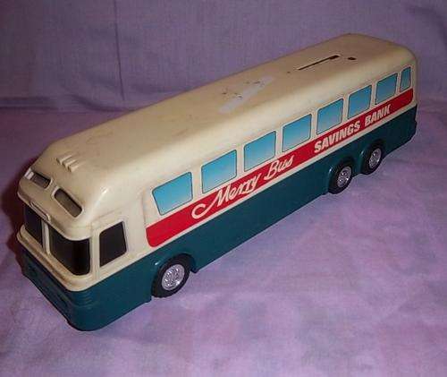 MERRY  BUS SAVINGS BANK TOY BUS
