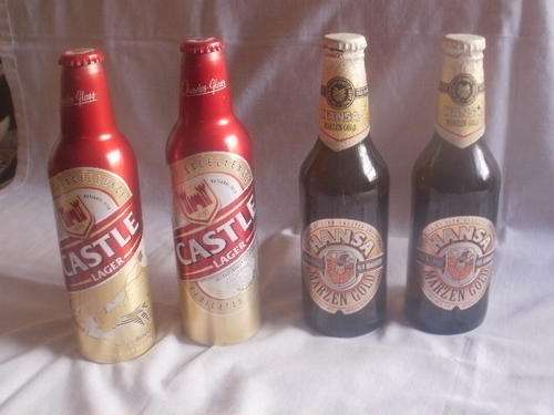 X2 CASTLE LAGER BOTTLE TINS & X2 HANSA MARZEN GOLD - COLLECTIBLE(BID PER ITEM TO TAKE THE LOT)