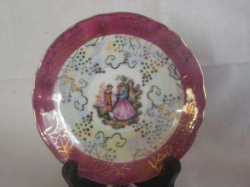 Romantic Victorian Couple Luster Saucer