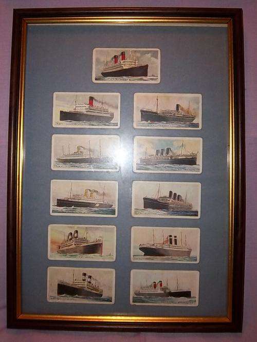 X11 FRAMED SHIP CIGARETTE CARDS