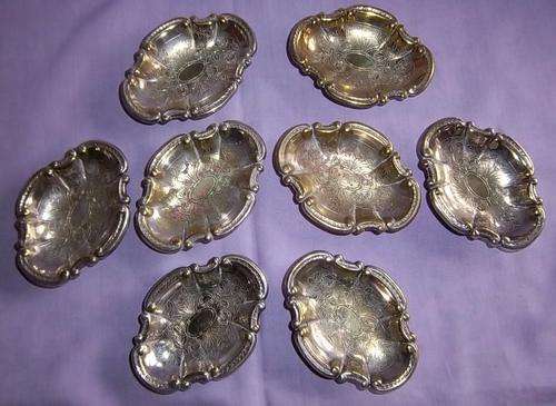 SET X8 SILVER PLATED TEA BAG/TEA SPOON DISHES, MADE IN ITALY
