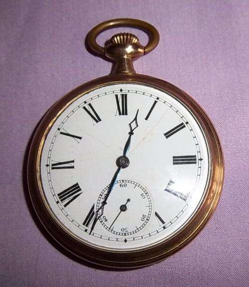 A VERY NICE GOLD PLATED MECHANICAL POCKET WATCH