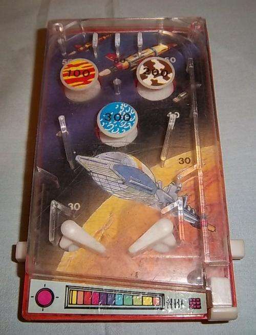 A VINTAGE HAND HELD PIN BALL GAME BY LIGHTWAY