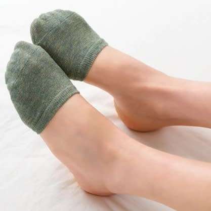 Half Socks - Toe Socks - Hidden Socks in Khaki Green