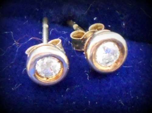 Genuine Diamond Earrings .50ct - yellow gold