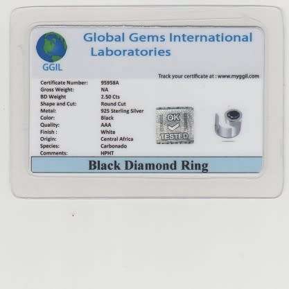 **2.50Ct Certified Genuine Black Diamond Ring for the Guys** Unique Stunning Design