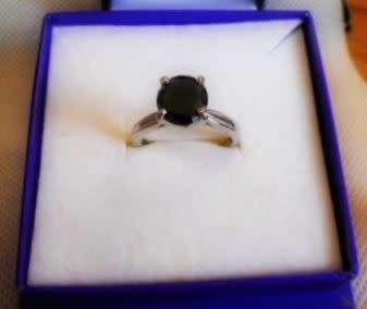 **JGL Certified 1.75ct Genuine Black Diamond Solitaire Ring **