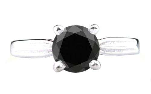 **JGL Certified 1.75ct Genuine Black Diamond Solitaire Ring **