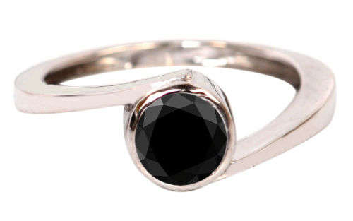 **Double Certified 2.00ct Genuine Black Diamond Classic Solitaire Ring**