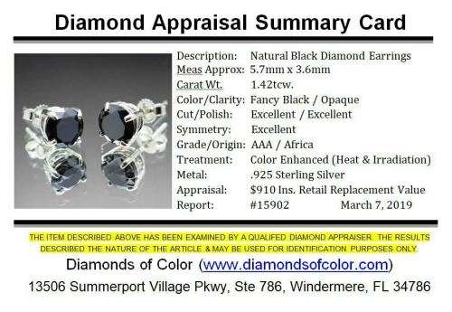 SALE**Certified 1.42tcw Genuine Black Diamond Earrings** Stunning - $910 Appraisal!!!