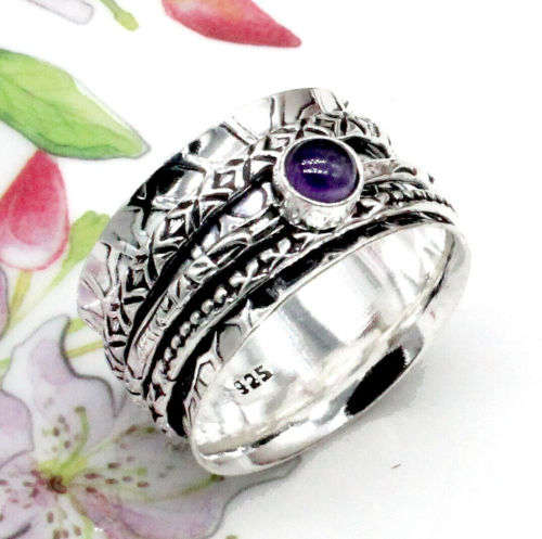 SPINNER RING - GENUINE AMETHYST