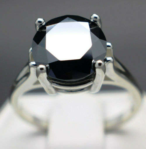 R35,000**HUGE 4.02cts Genuine Natural Black Diamond Ring** Certifide in USA