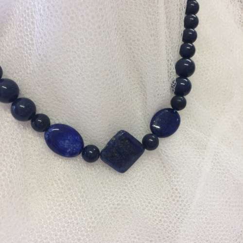 Natural Lapis Lazuli Semi Precious Stone Necklace - Beautiful!