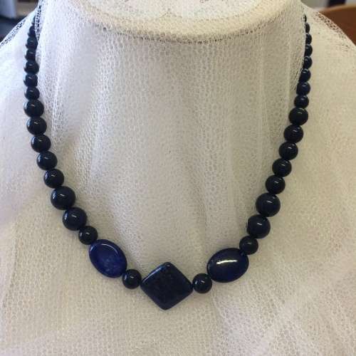 Natural Lapis Lazuli Semi Precious Stone Necklace - Beautiful!