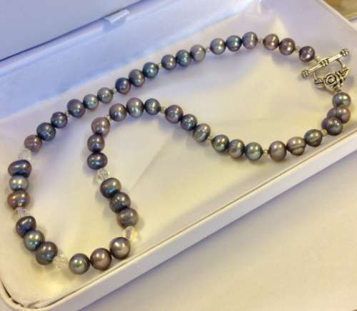 Genuine Silver Pearl Necklace - Amazing Quality and Stunning Colours