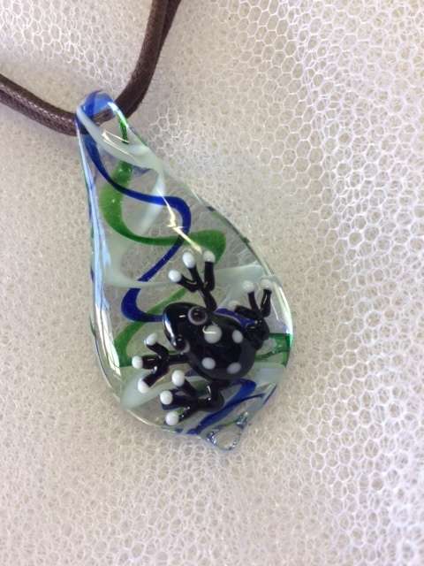 SALE Large Lampwork Frog Necklace - So Cute!