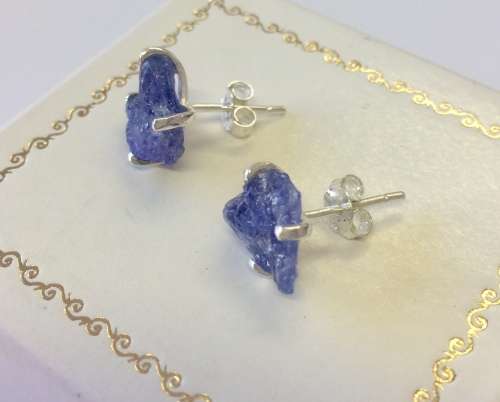 6.80cts Tanzanite Earrings - Natural Raw Stones - WOW