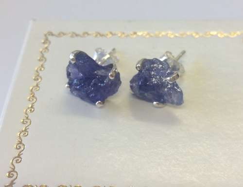 6.80cts Tanzanite Earrings - Natural Raw Stones - WOW