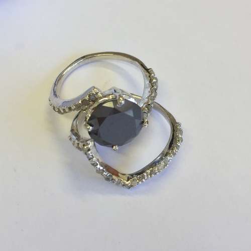 5ct Round Moissanite and Natural Raw Diamond Ring set - Stunning!