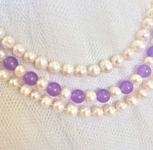 Gorgeous Genuine Pearl Triple Strand Necklace