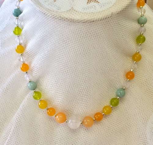 SALE! Unique Mixed Jade & Quartz Necklace -  Tutti Frutti!