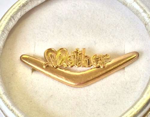 Antique 9ct Gold `Mother` Boomerang Brooch