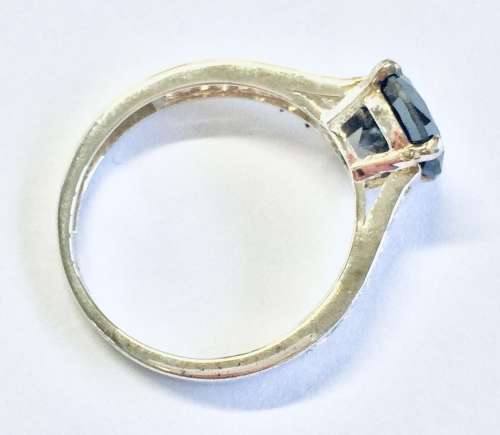 1.75cts Genuine Black Diamond Ring with Simulated Diamonds  - Sparkly!