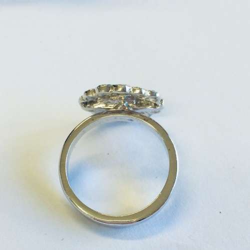 SALE! BEAUTIFUL NATURAL RAW DIAMOND RING - BLACK FLOWER - SO UNIQUE
