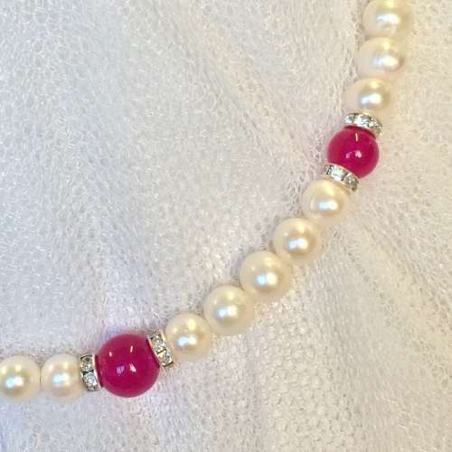 SALE! Genuine Pearl and Malaysian Jade Necklace - Lovely Big Pearls