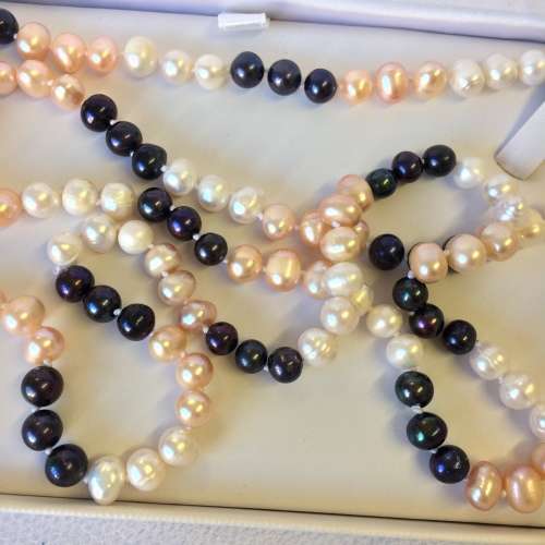 Endless 90cm Genuine Pearl Necklace | White, Peach and Black | Classic and Elegant