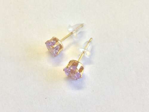 SALE! 9ct Gold Lilac Cubic Zirconia Earrings