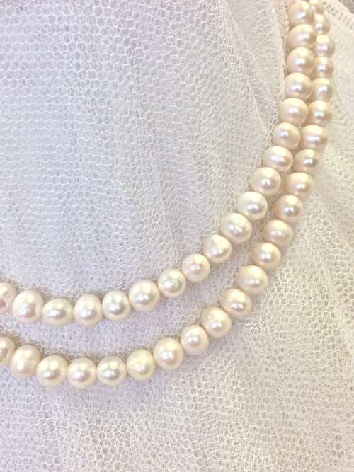 Genuine Cultured Pearl Double Strand Necklace - Classic