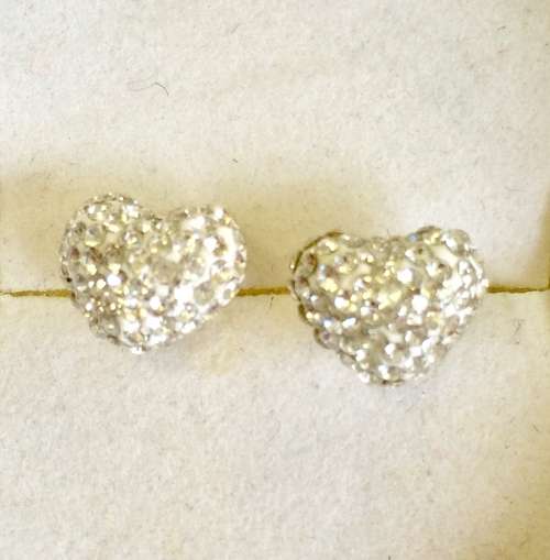 9ct Gold Puffy Heart Cubic Zirconia Earrings