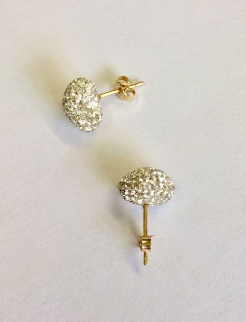 9ct Gold Puffy Heart Cubic Zirconia Earrings