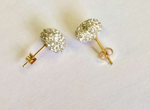9ct Gold Puffy Heart Cubic Zirconia Earrings