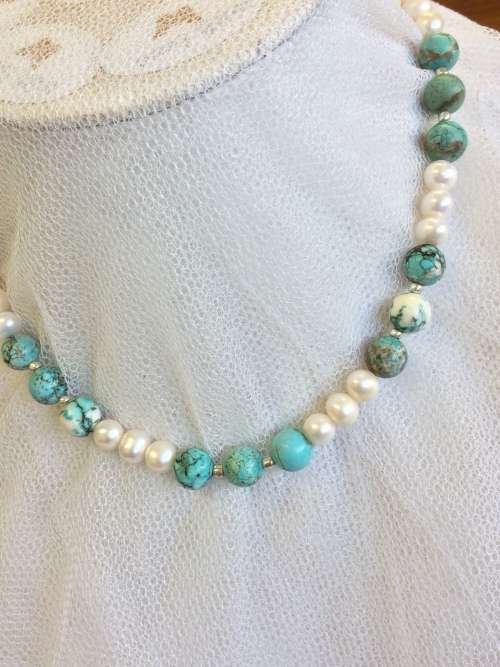 Genuine Freshwater Pearl and Semi-Precious Necklace