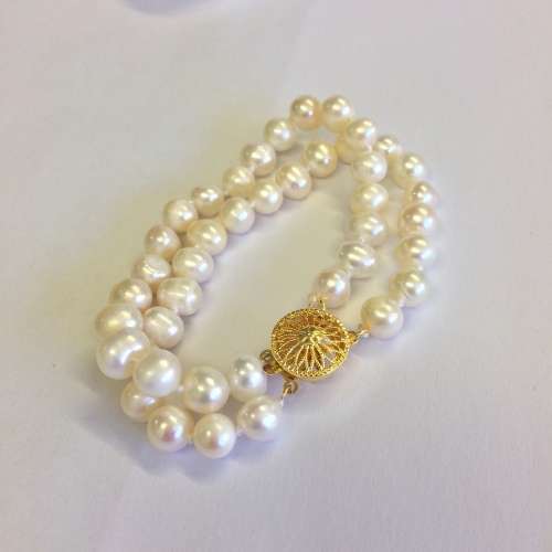 Genuine Pearl Double Strand Bracelet - Classic and Elegant